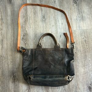 Holding Horses Anthropologie leather black blue tote bag purse